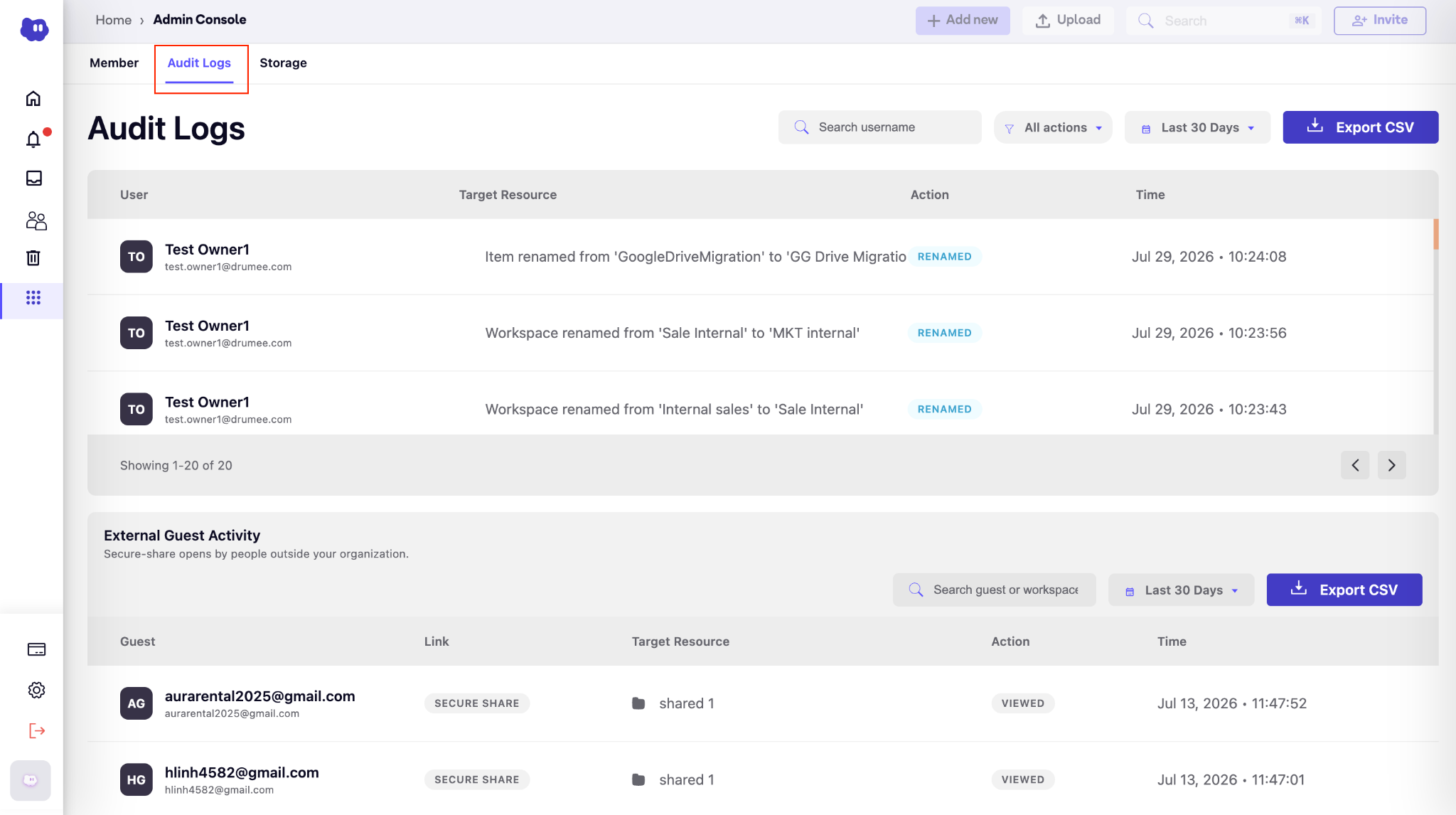 1.3.2 Audit log