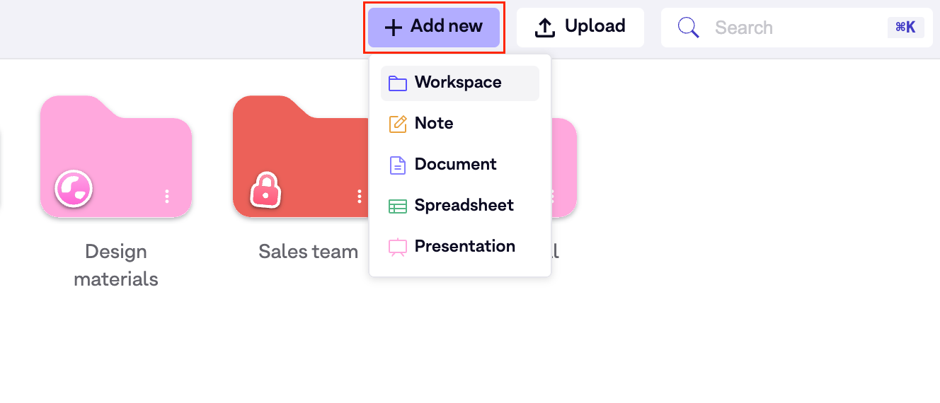 Add a new workspace
