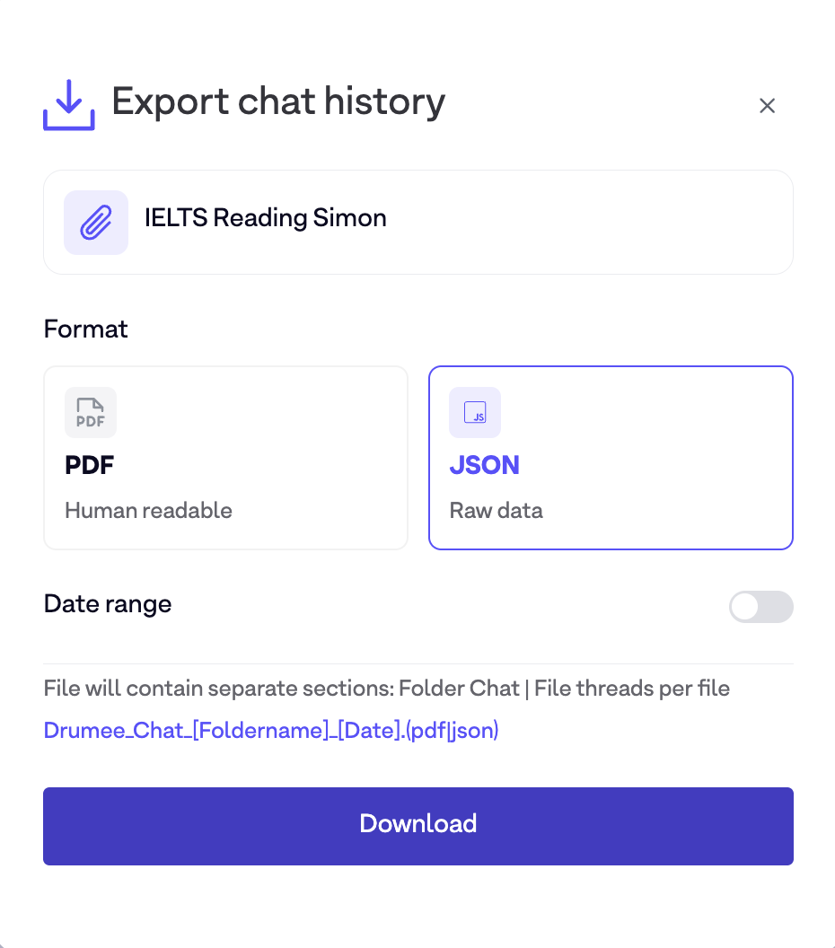 Downloaded chat history