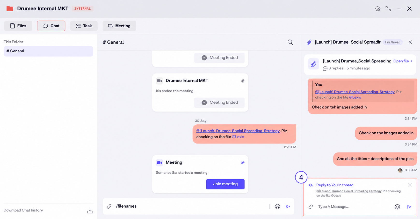 Chatting box in a file