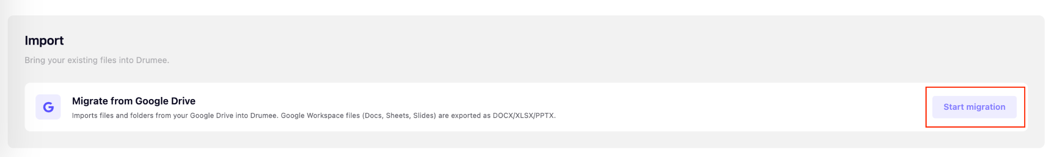 Start migration process