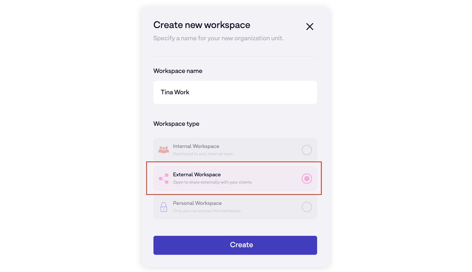 Choose a workspace type