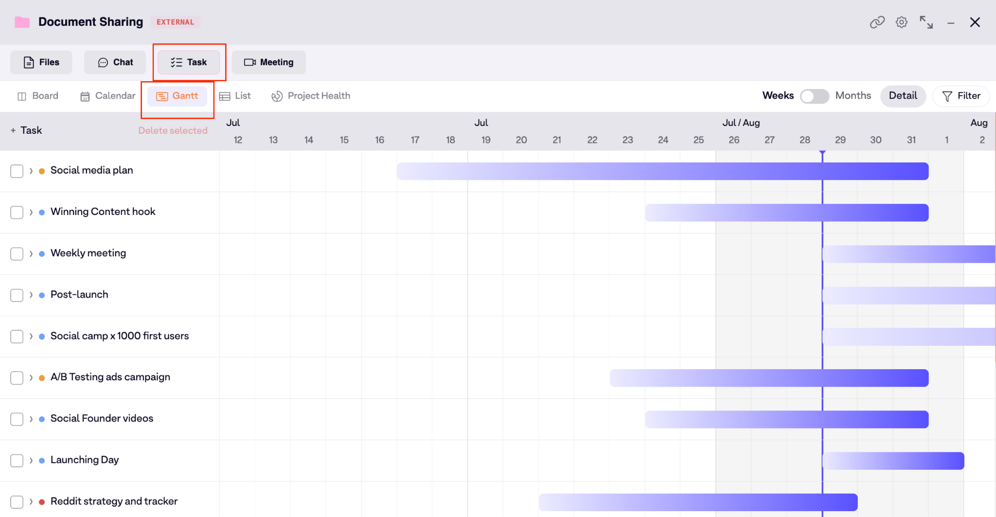 1.5.3 Task Gantt view